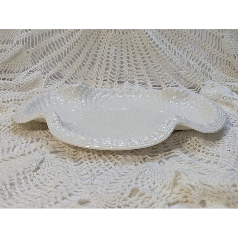 Spode Imperial Fancies Basket Weave Serving Dish 1930s Creamware England 13 Inch
